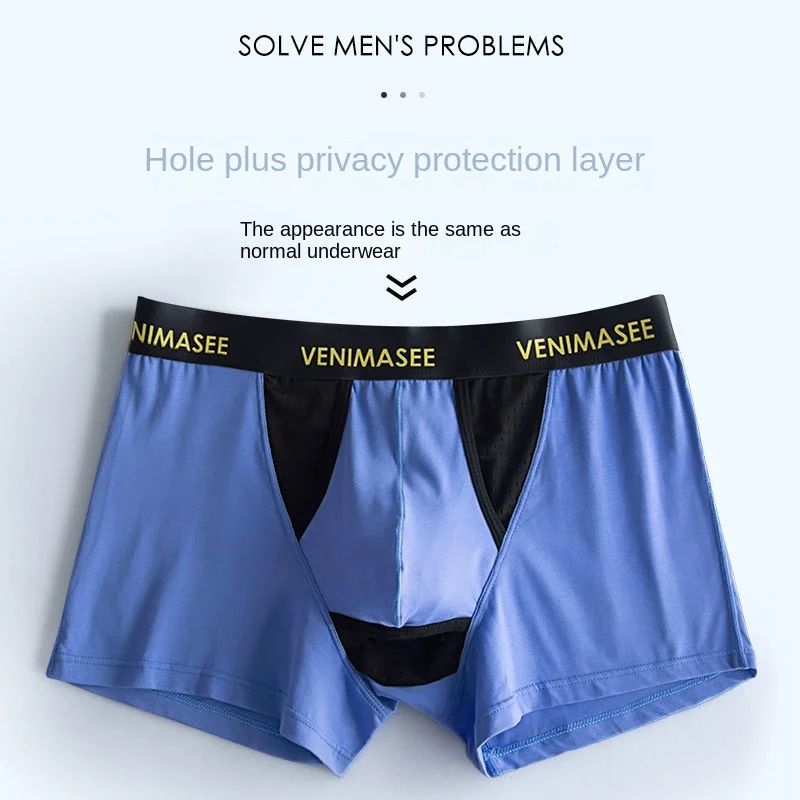 Prepuce Correction Boxers Men's Sex Masturbation Underwear Elastic Sexy Lingerie for Long Cock Gay Special Plus U-convex Panties