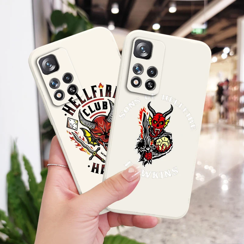 

Phone Case For Xiaomi Redmi Note 11 11S 11T 10S 10 9S 9T 9 8T 8 Pro Plus 5G Stranger Things Luxury Logo Liquid Rope Soft Funda