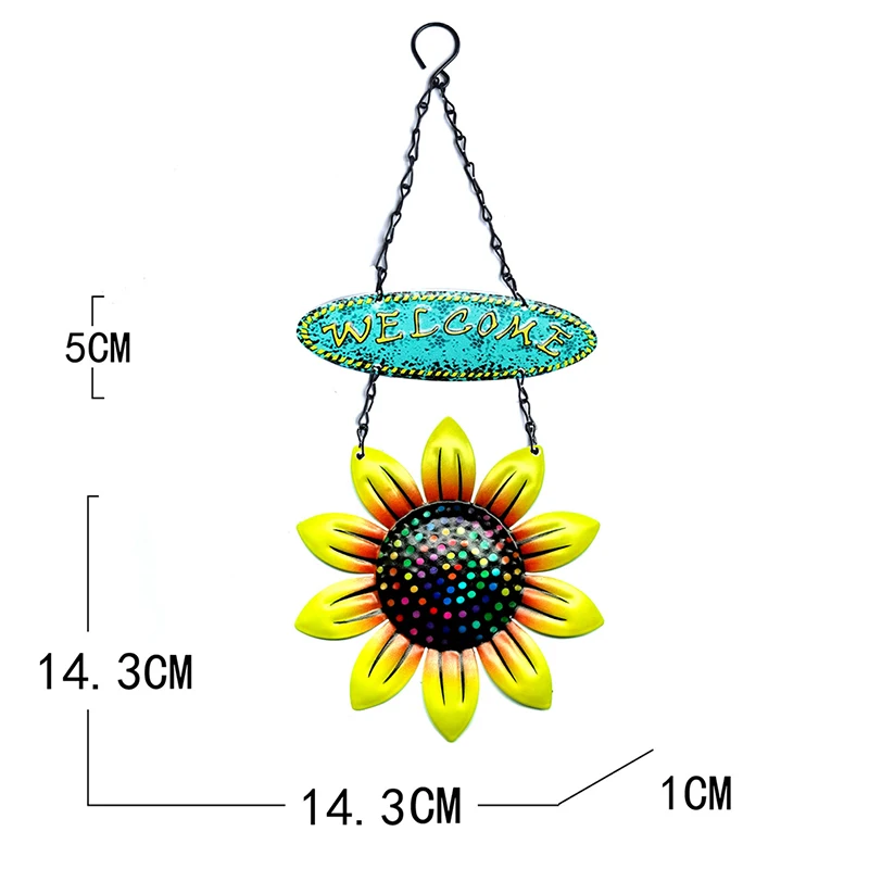 

Flower Butterfly Wrought Iron Crafts Welcome Sign Metal Wall Ornament For Garden Decoration Home Accessories Hanging Art