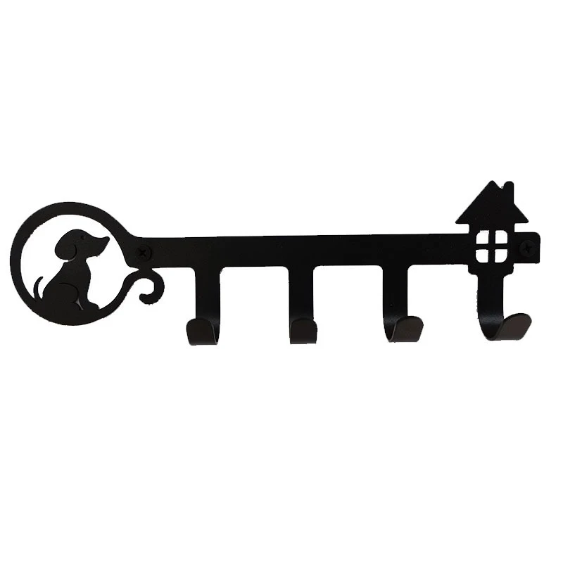 

4 Hooks Wall Mounted Key Holder Hanging Rack Cute Cat Decorative with Screws