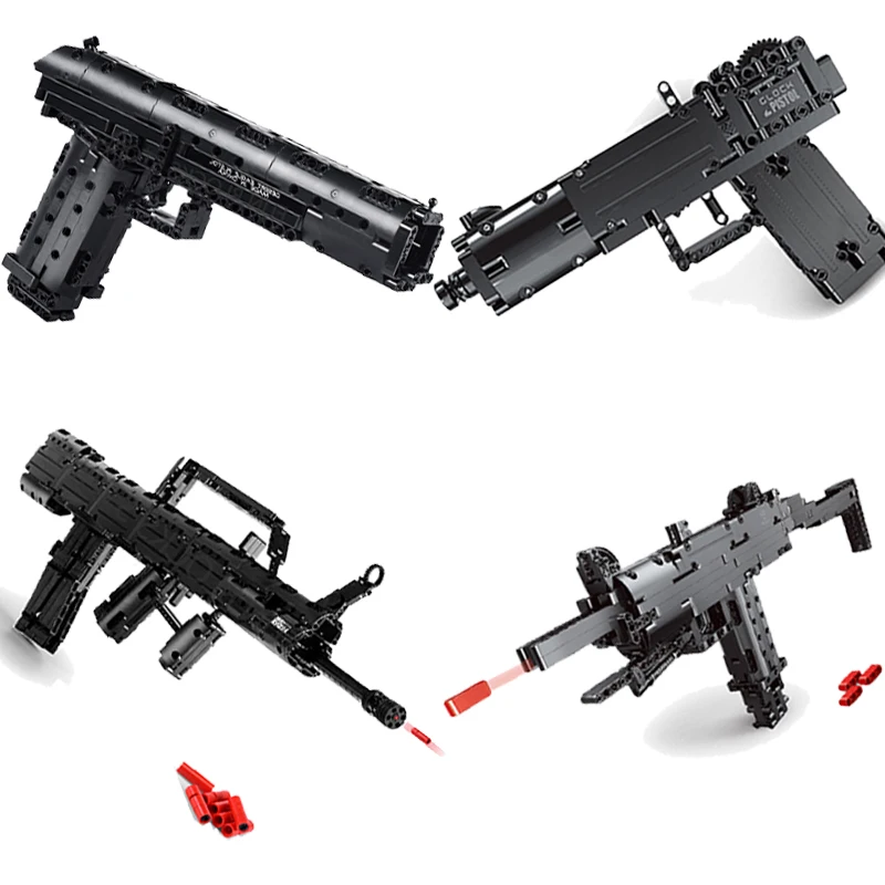 

Military UZI 95 Automatic Rifle Desert Eagle Pistol Model Building Blocks Set Assembly Bricks Weapon Game Children Toys Gifts