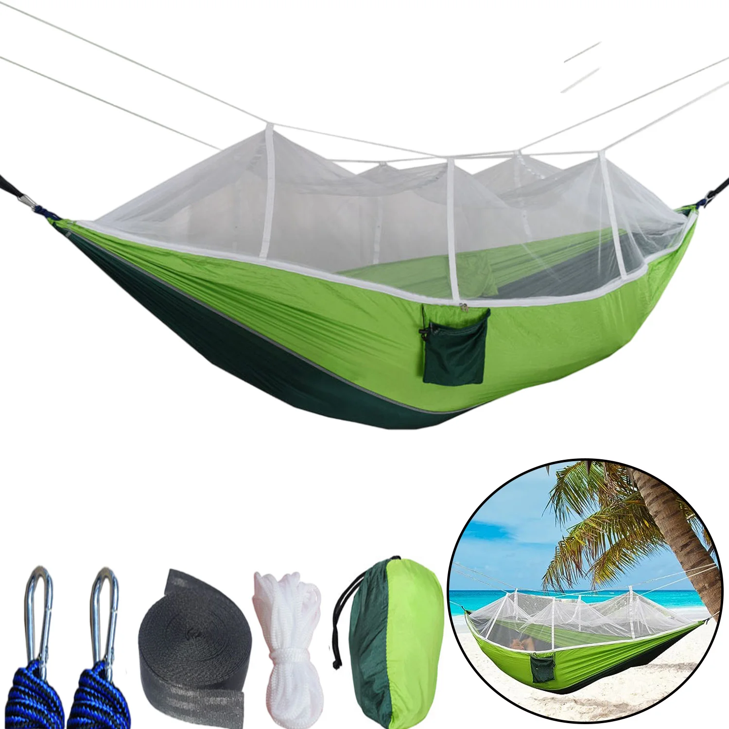 

Hammock,Single or Double Person Canvas Portable Hammock with Insect Resistant Mosquito Net for Home,Camping,Patio,Garden,Outdoor