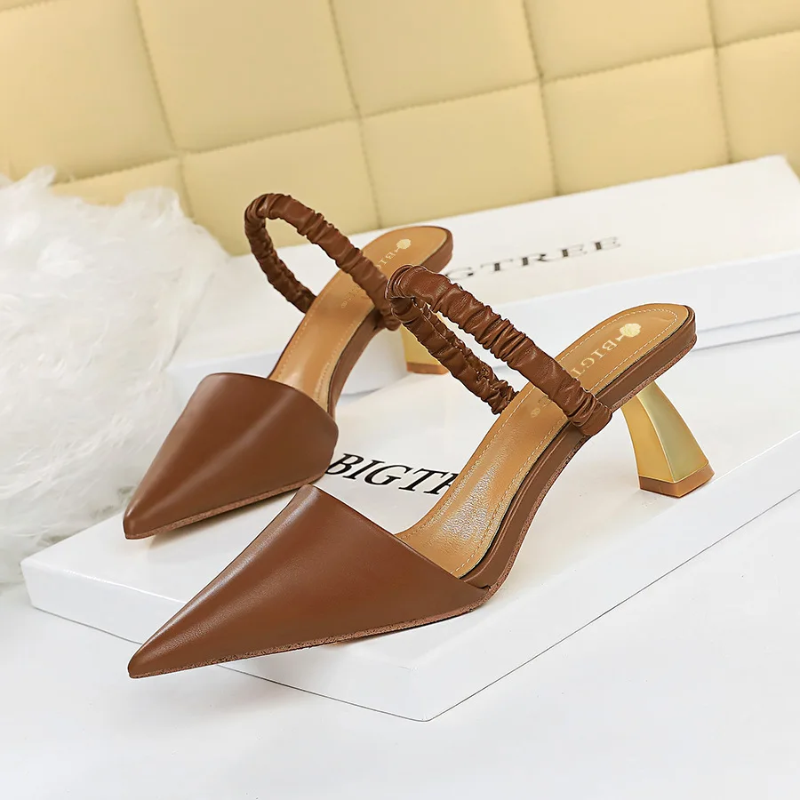 

Босоножки женские на высоком каблуке, из ПУ кожи, на шпильке