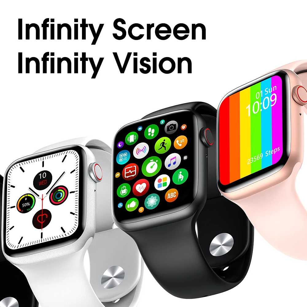 iwo w26 smart watch full screen 44mm men women smartwatch ip68 waterproof watch 6 sport smart watch for android ios phone pk w46 free global shipping