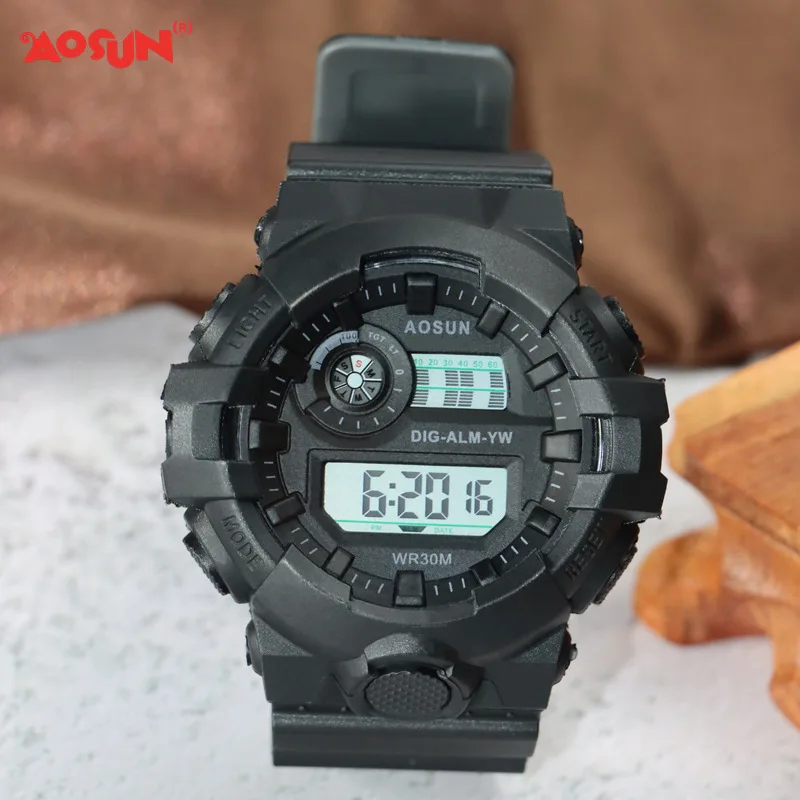 Men's electronic watch student large dial luminous waterproof sports watch