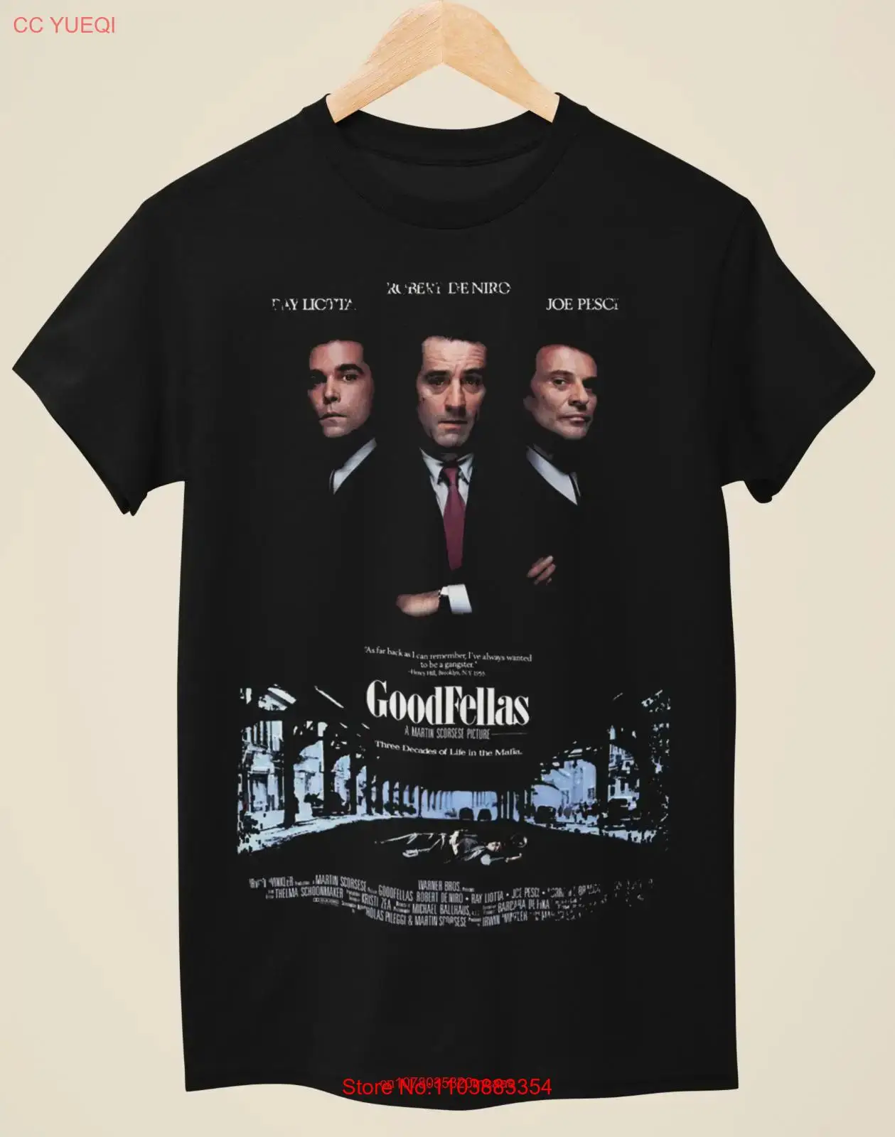 Черная футболка в стиле фильма Goodfellas с длинными или короткими рукавами