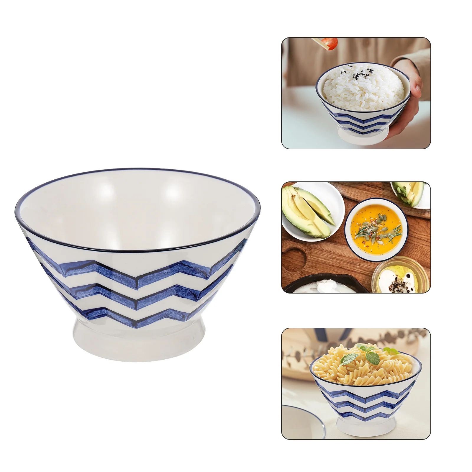 

Non-Slip Ceramic Noodles Bowl Hand Painted Rice Bowl Japanese Style Tableware