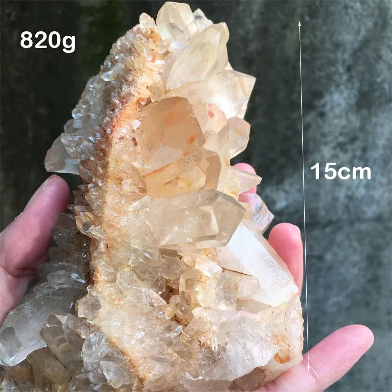 820 г настоящий натуральный прозрачный кварц белый кристалл кварцевый кластер