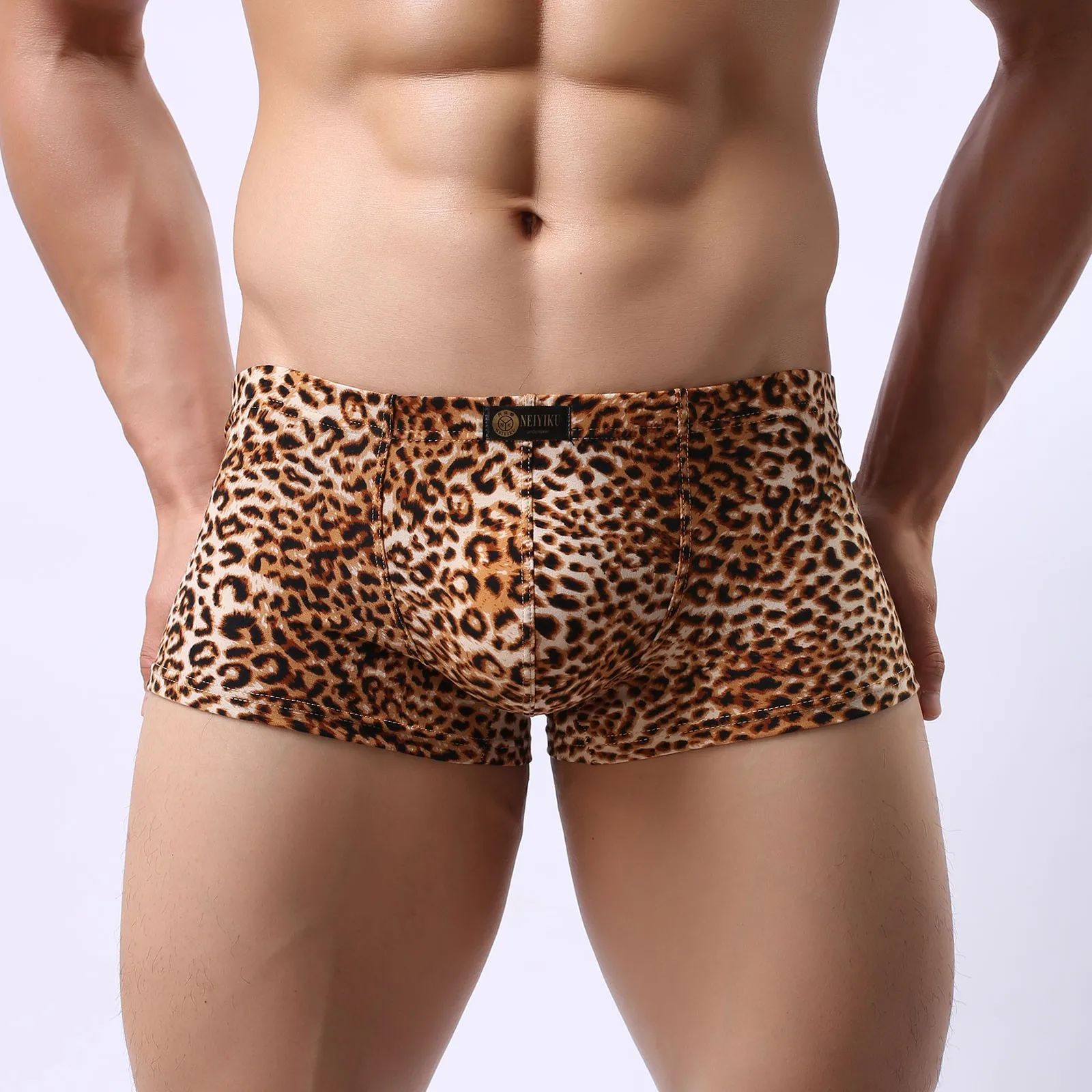 

3 шт., мужские хлопковые трусы-боксеры с леопардовым принтом