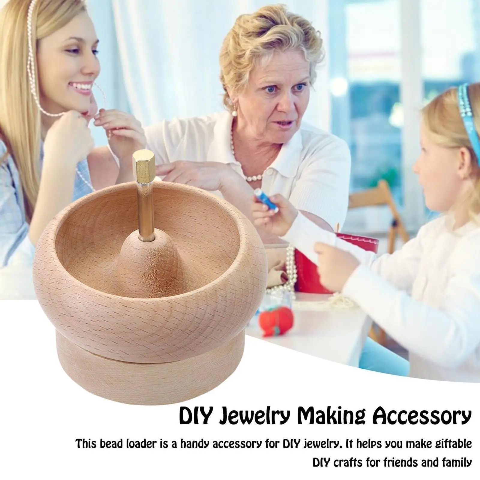 

Manual Wood Bead Spinner String Seed Beads Quickly String Crafts Making Jewelry Loader Portable Tools Wooden Durable Bead B4q2