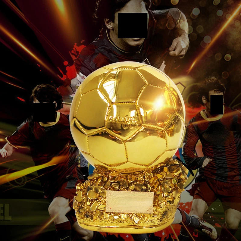 

Golden Ball Trophy Resin Statue Soccer Trophy Football Champion Ballon D'Or Trophy Honor Trophies Souvenir Home Room Decoration