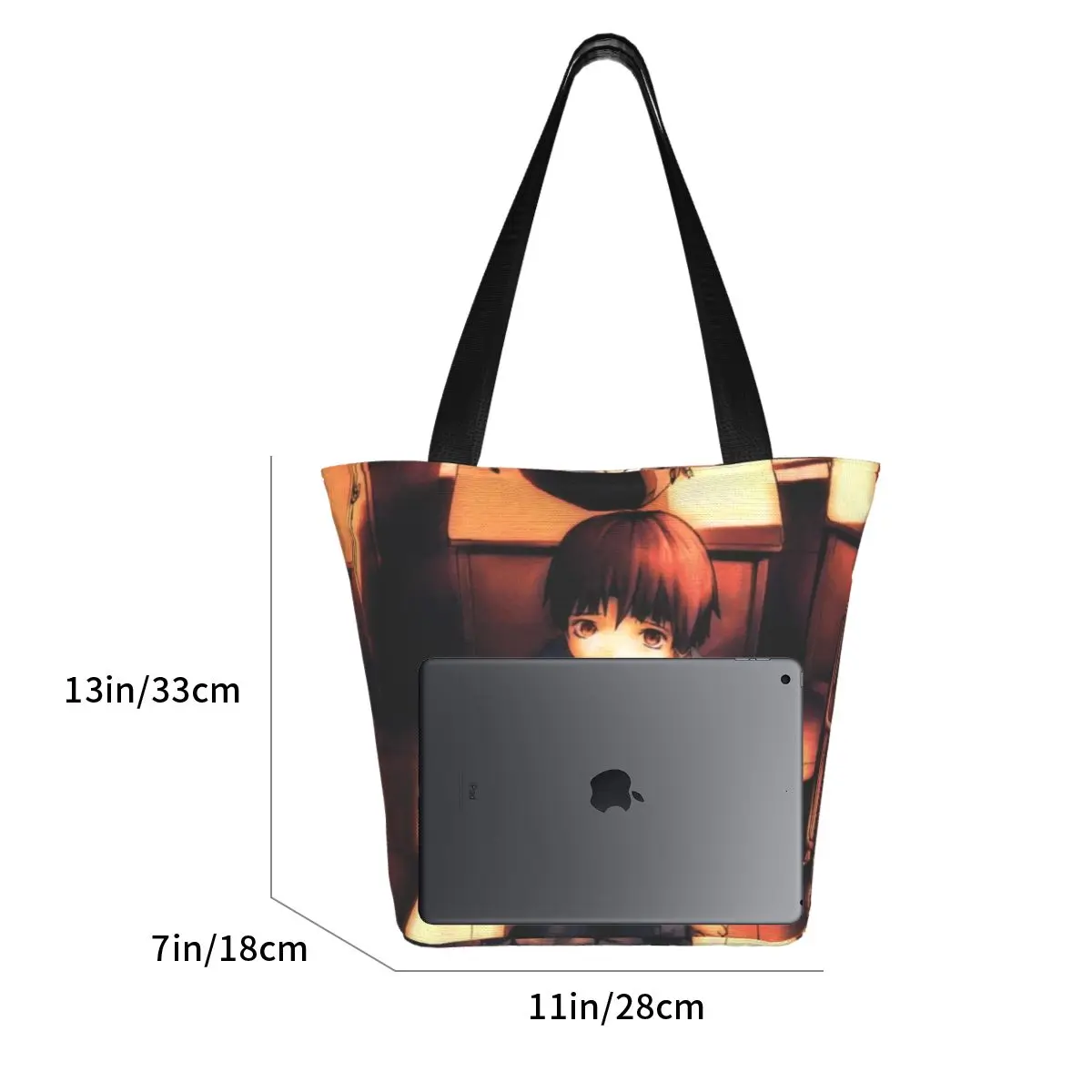 Серийные эксперименты Lain Сумка для покупок Аниме Деловые тканевые сумки Женские