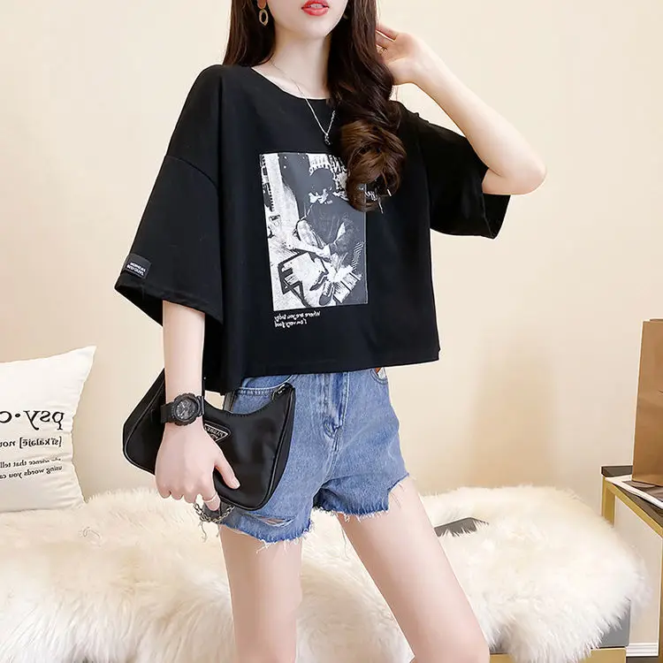 Укороченная футболка сексуальная корейская мода женские блузки 2021 женская из