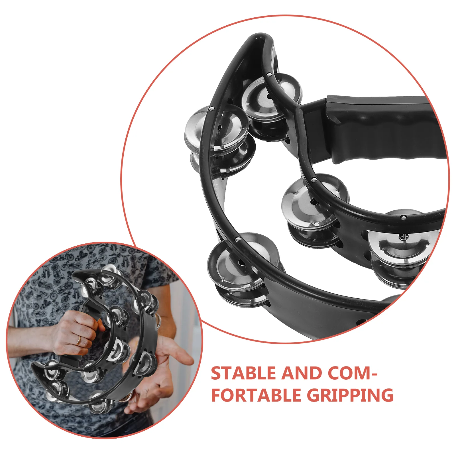 Двухрядный бубен Полумесяц Металлические музыкальные джинглы Бубен Ручной