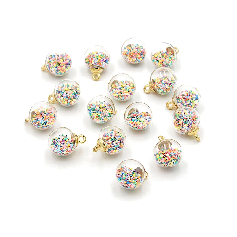 

10pcs 16mm Transparent Glass Ball Star Sequins Fashion Beads Pendant and bracelet necklace jewelry making DIY earrings