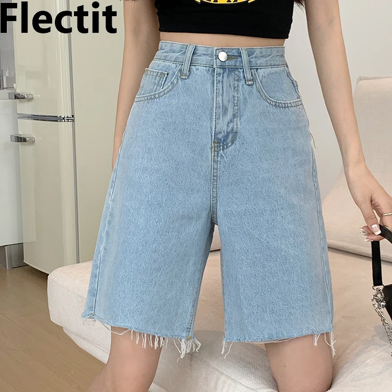 

Flectit Jorts Shorts y2k Women High Waist Denim Shorts Women Cutoff Jean Shorts Summer Teenage Girls Outfit