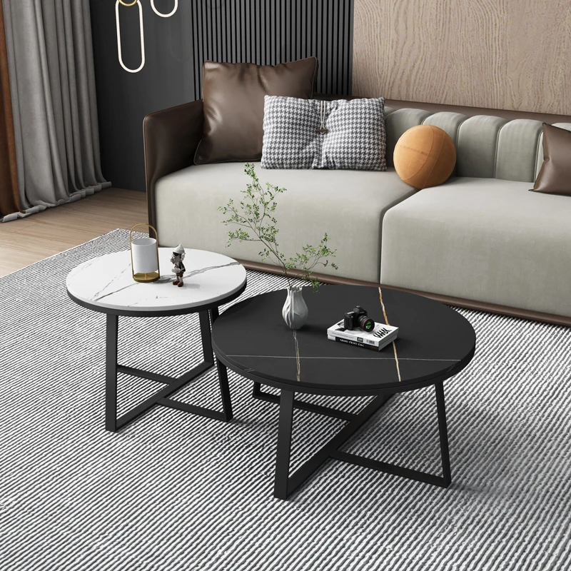 

Minimalist Living Room Coffee Table Set Japanese Black Luxury Coffee Table Modern Design Round Mesas De Centro Para Sala Simple