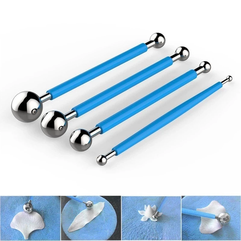 

Metal Ball Flower Fondant Mold Sugarcraft Cake Decorating Tools Ball Sculpture Modelling Set Cookie Cutters Baking Pen