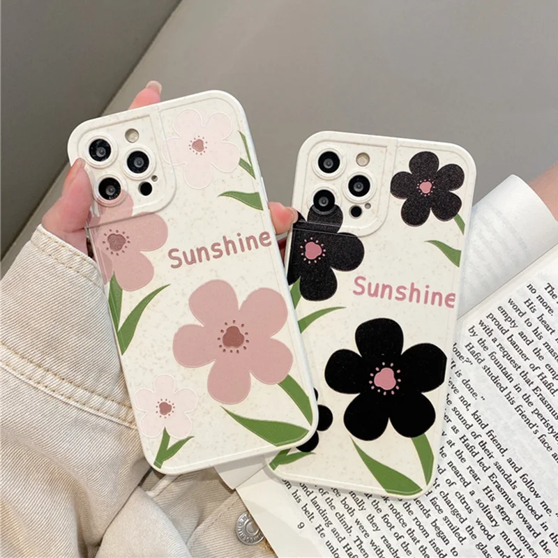 Чехол в Корейском стиле с акварелью и цветами подходит для пшеничной соломы