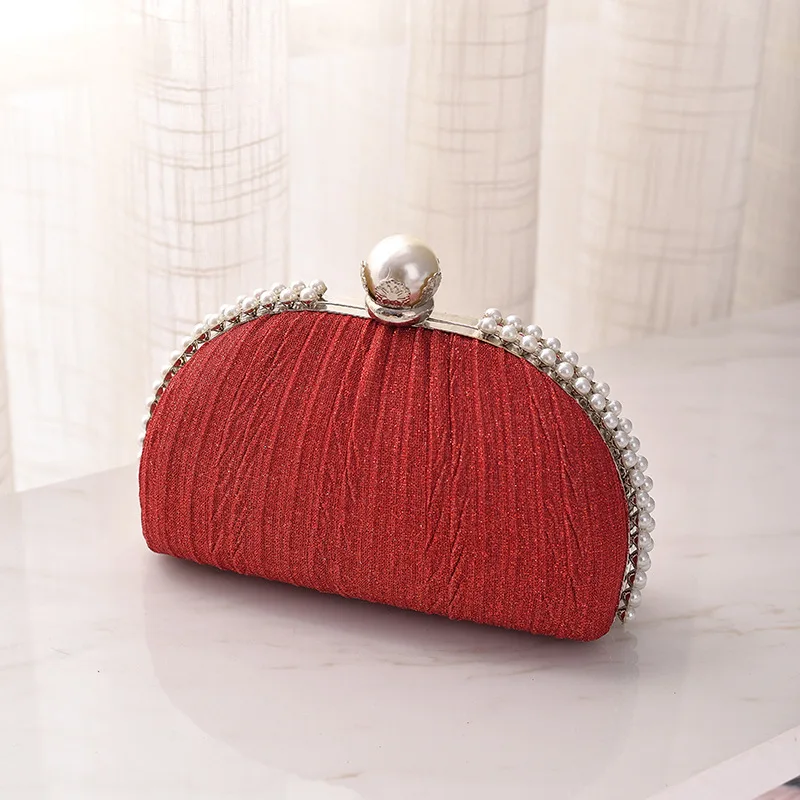 Women's Party Banquet Clutch Wedding Crossbody Bag Pearl Shell Bag Fashion Evening Handbags Luxury Chain Strap Shoulder Bags
