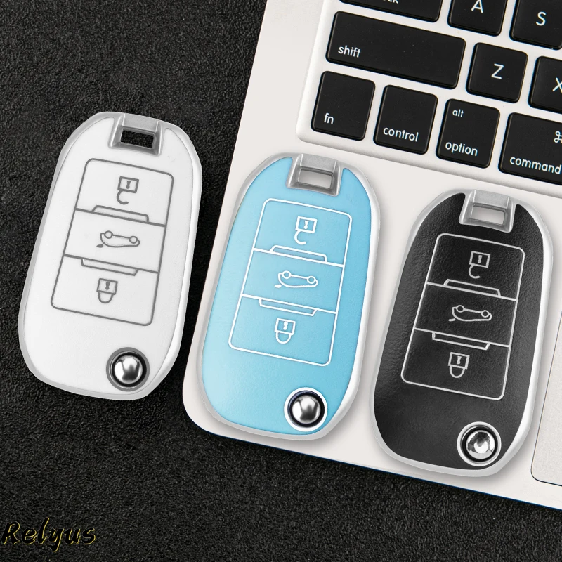 

TPU Car Flip Key Case Protector Cover Holder for Citroen C4 CACTUS C5 DS4 DS5 Folding 3 Buttons Keyless Shell Auto Accessories