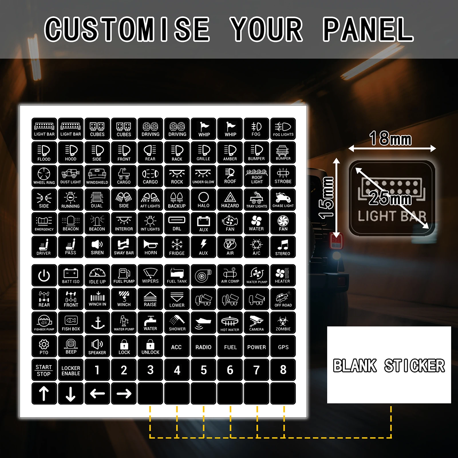 

BANDC 144, наклейка на переключатель ночного свечения, светящаяся этикетка для Carling Arb Narva, кулисный переключатель, автомобиль, морская лодка, грузовик, панель приборной панели