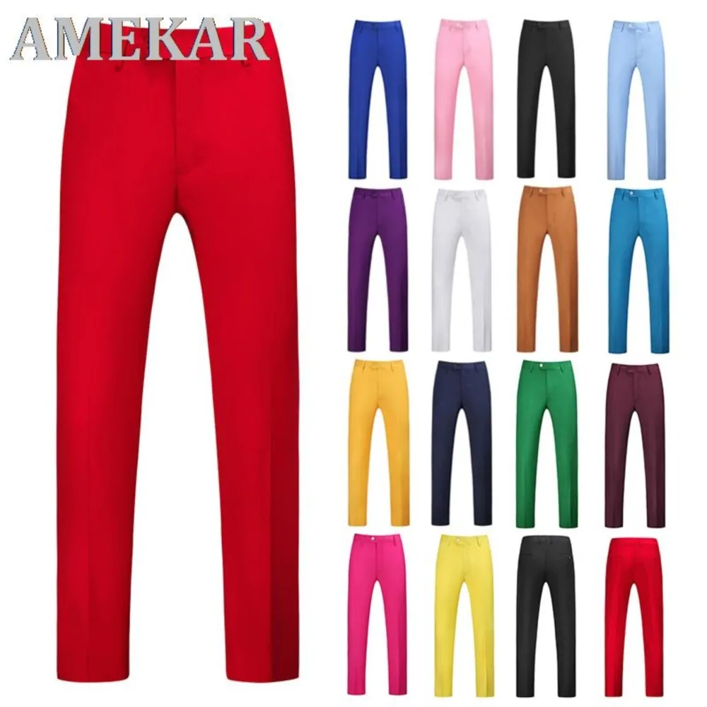 

Mens Pure Color Business Occupation Slim Fit Dress Office Trousers Mens Dress Formal Suit Pants Casual For Men