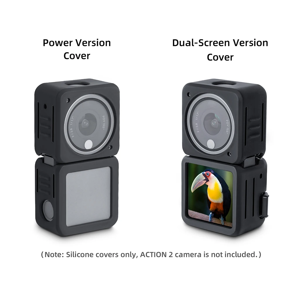 

Protective Silicone Case for DJI Action 2 Tempered Glass Screen Protector Full Housing Cover for DJI OSMO Action 2 Accessories