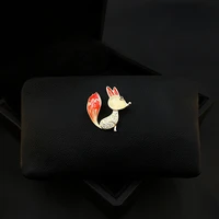 cute japanese style animal fox brooch womens cartoon clothes accessories high grade suit corsage fixed pins rhinestone jewelry