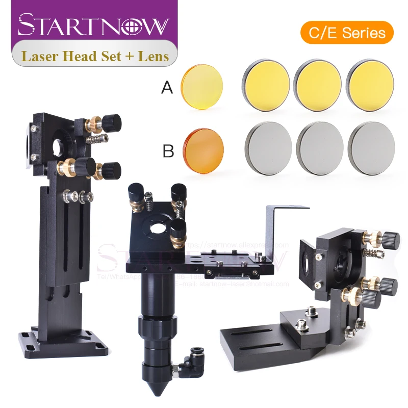 Startnow Laser Head Set Dia18 20mm FL38.1 50.8 63.5 101.6mm MO Si CO2 Mirror Mount Holder For Cutting Machine Metal Base Kits