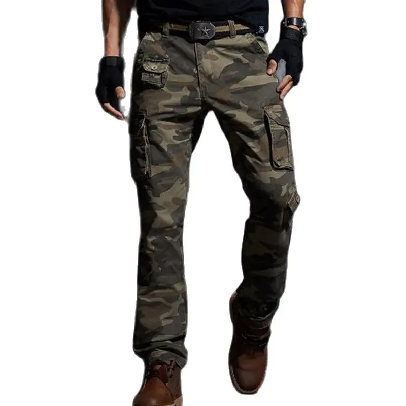 

Брюки-карго мужские, повседневные тактические штаны, много карманов, стиль милитари, прямые Слаксы, армейская уличная одежда