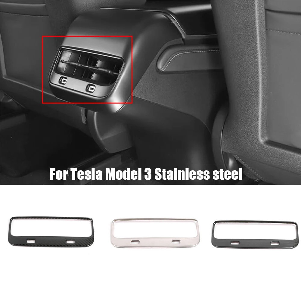 

For Tesla Model 3 2018-2021 Stainless steel Car Back Rear Air Condition outlet Vent frame Cover Trim Auto styling Accessories