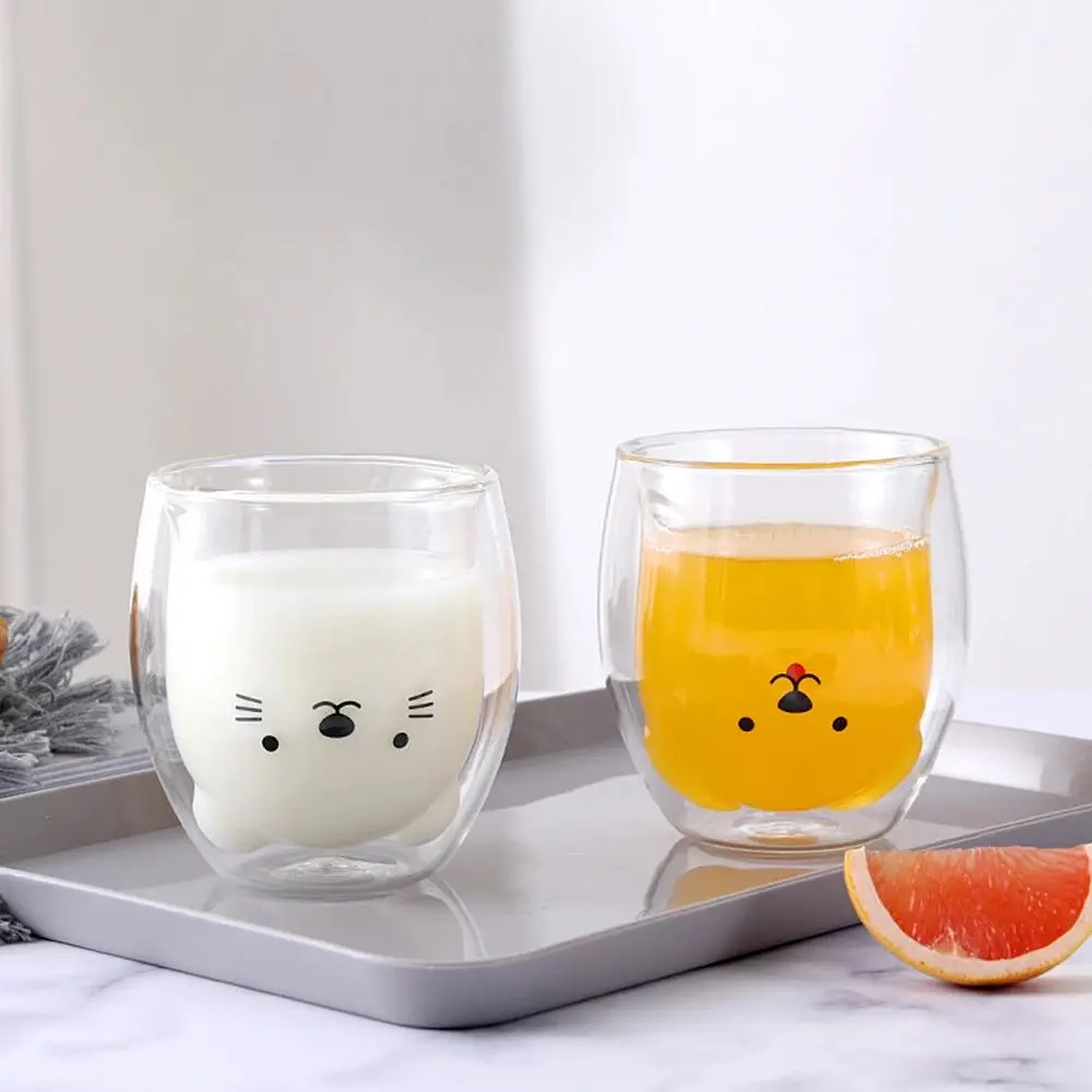 

Double Heat-resistant Anti-scald Bear Transparent Glass Cup Household Simple Cartoon Drink Cup Coffee Mug