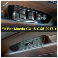 window button switch cover glass lifting control trim frame 4pcs for mazda cx 5 cx5 2017 2022 silver matte interior parts