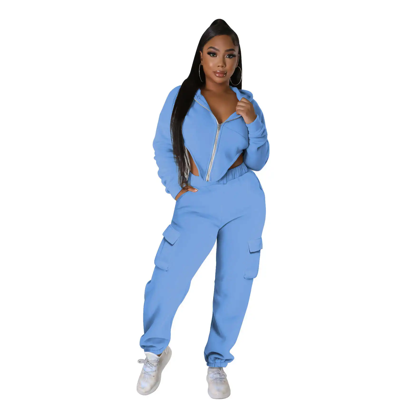 

2022 Casual Tracksuit Two Piece Set Hooded Shirt + Long Pants Sportsuit Matching Set Clothes For Women Outfit