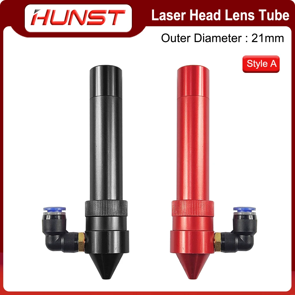 Enlarge HUNST CO2 Laser Head Lens Tube Outer Diameter 21mm + Air Nozzle for Lens Dia.20 FL 50.8/63.5mm for CO2 Laser Cutting Machine