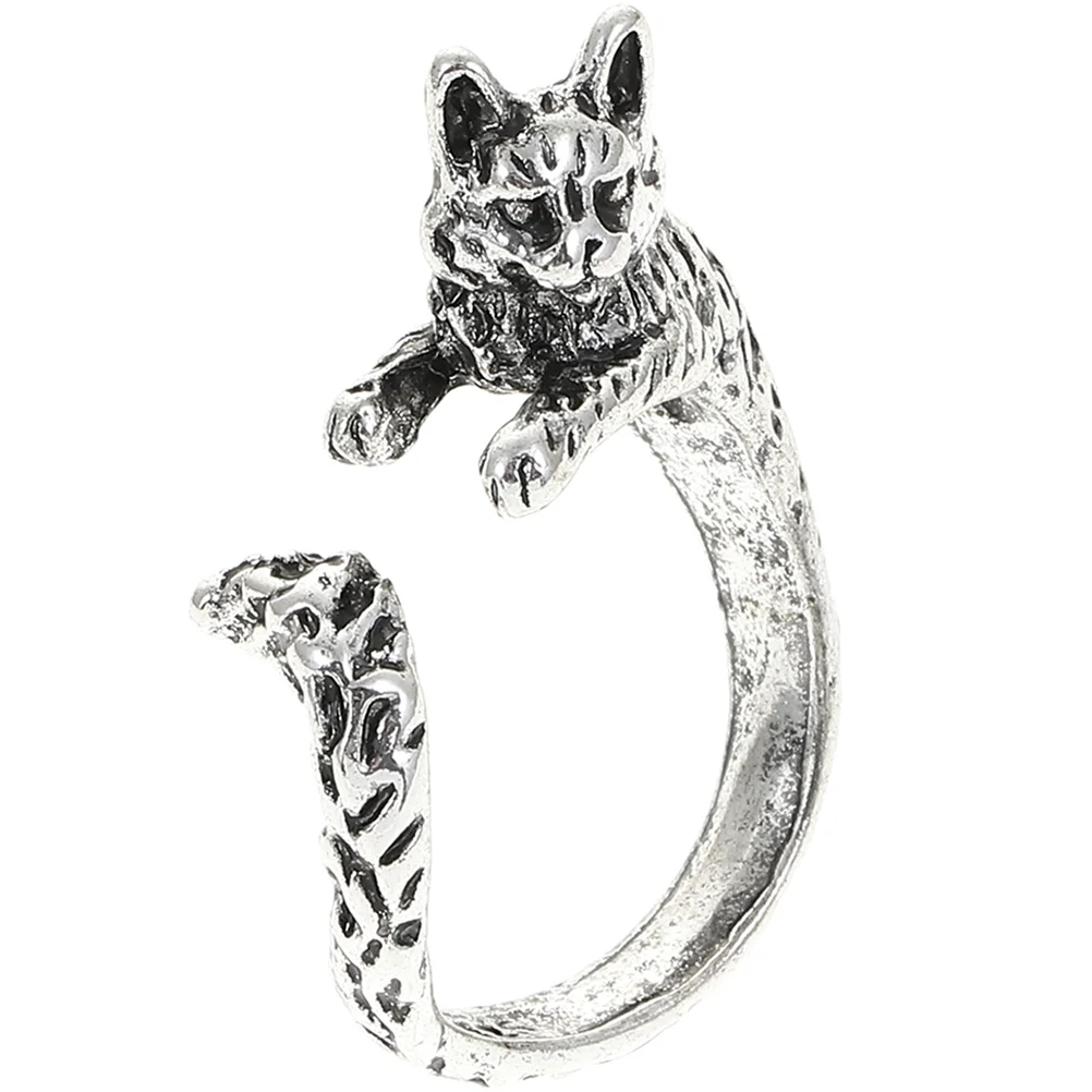 Cat Ring Adjustable Open Finger Trendy Rings Vintage Jewelry Goth Retro Accessories Gift