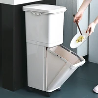 garbage sorting trash can large kitchen double layer dry and wet separation rubbish bin with lid poubelle home office storage
