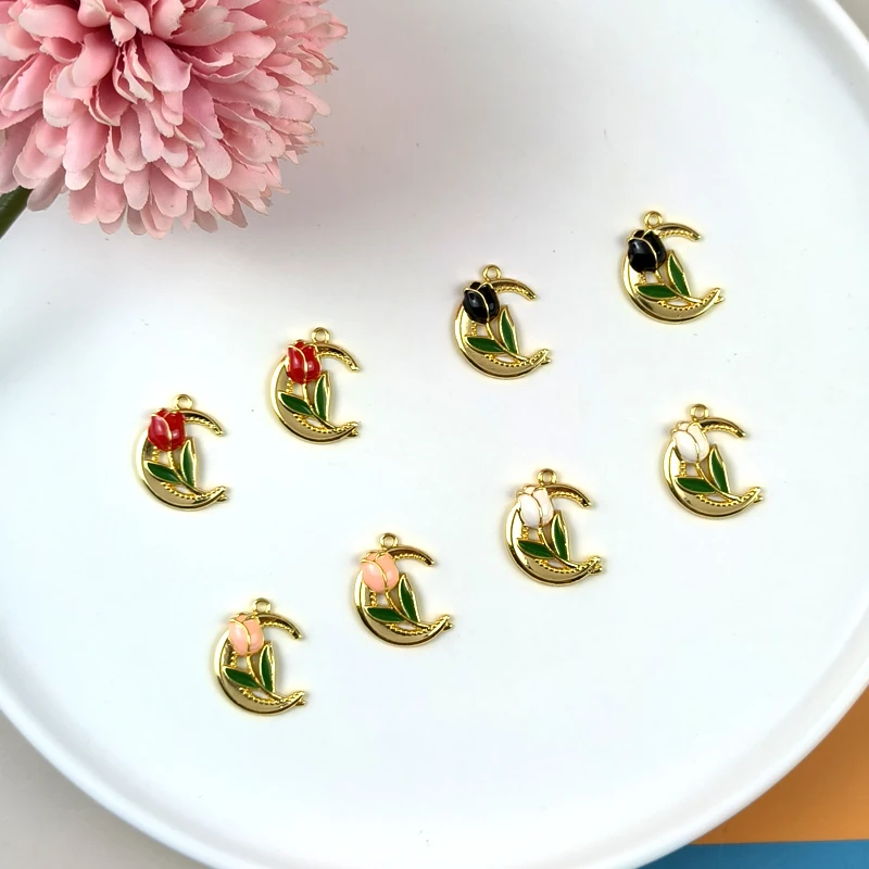 10 шт. эмалированные подвески-тюльпаны 4 цвета