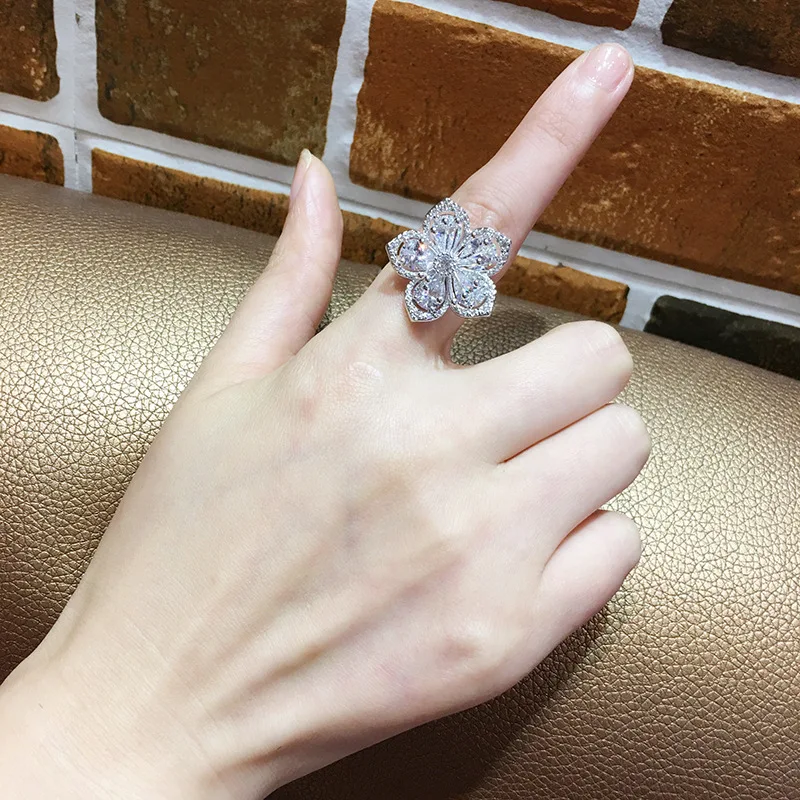 

DIWENFU S925 Sterling Silver Flower Shape Tanzanite Ring for Women Silver 925 Jewelry Bizuteria Anillos De Wedding Ring Female