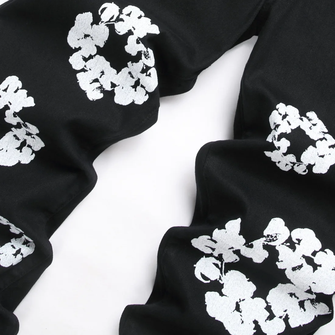 Мужские черные джинсы с принтом Стрейчевые облегающие брюки средней посадки