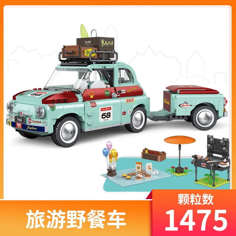 

Assembling Building Block Camping Picnic Car Model Classic Toys Adult Collect Children Puzzle Gift Souvenir Compatible With