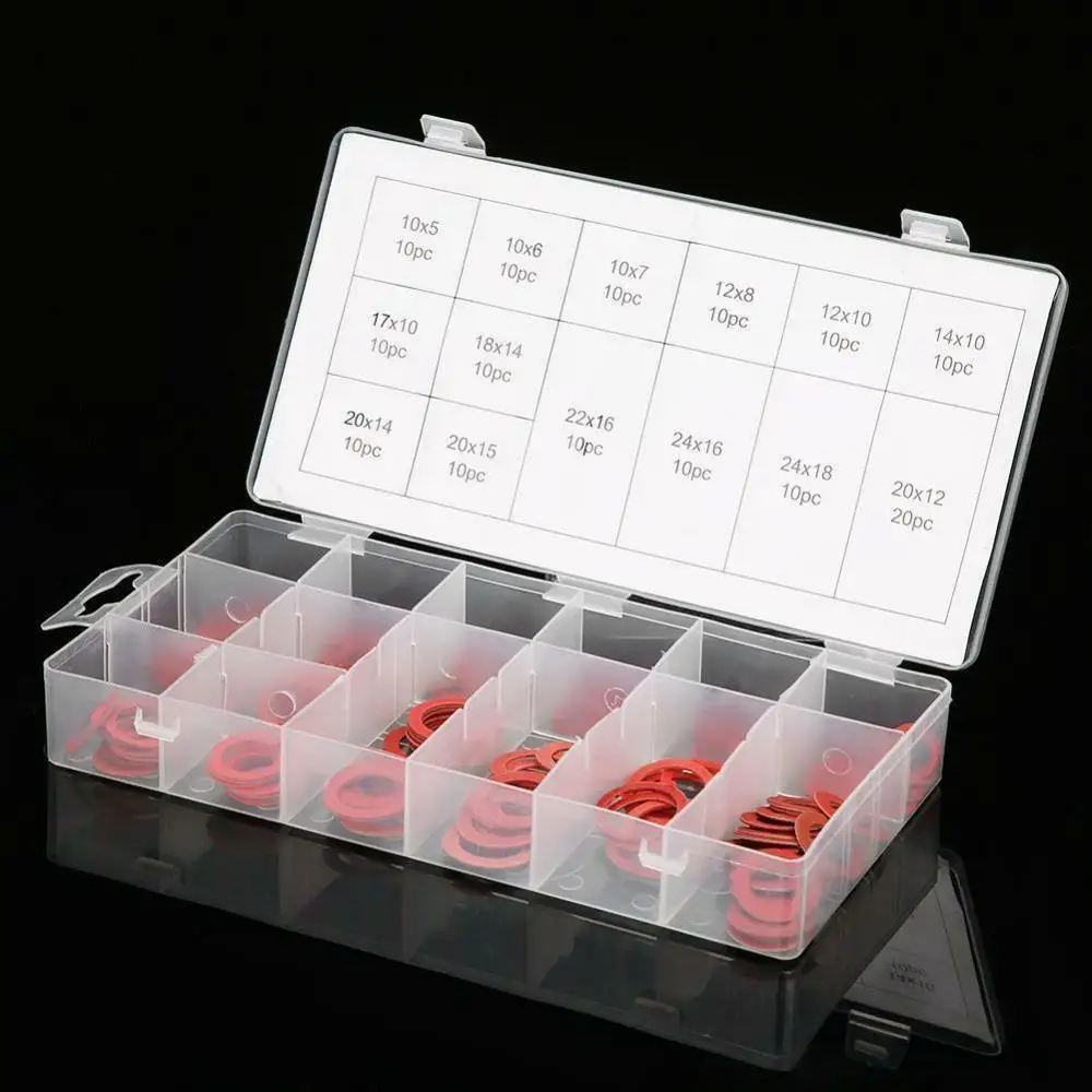 

Gasket Spacers Washer 150Pcs M10-M24 Assorted Size Red Steel Paper Fiber Flat Insulation Kit Meson Spacer Insulating
