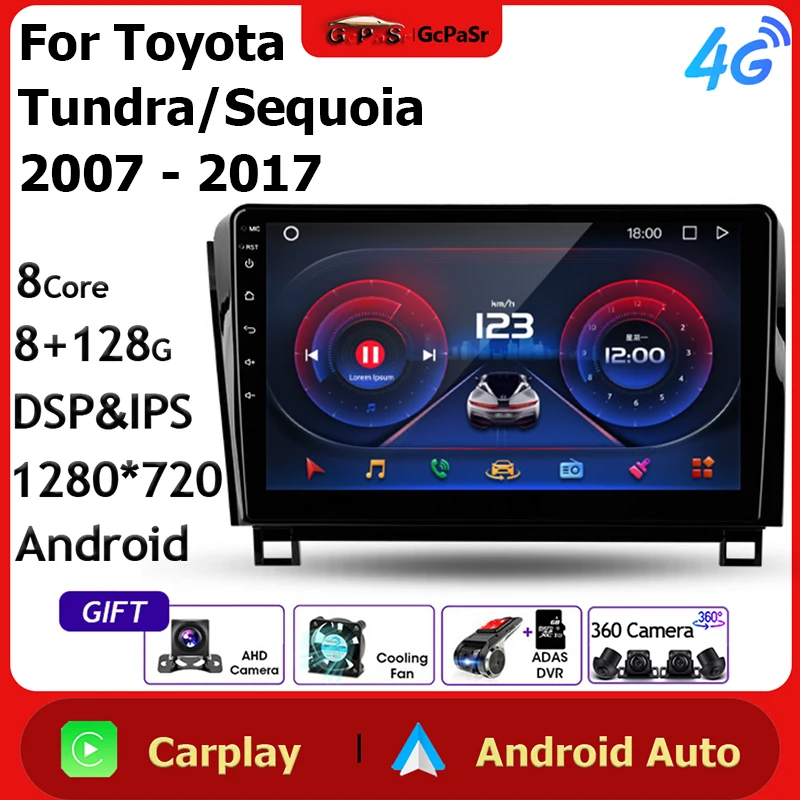 

Автомагнитола на Android, видеоплеер, мультимедийный плеер для Toyota Tundra XK50 2007-2013, Sequoia XK60 2008-2017, навигация GPS, Авторадио