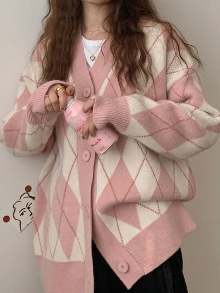 

Cardigans for Women 2023 Fall Winter New Korean Fashion Sweater Loose Casual Oversize Jerseys Long Sleeve Knitted Lady Clothing