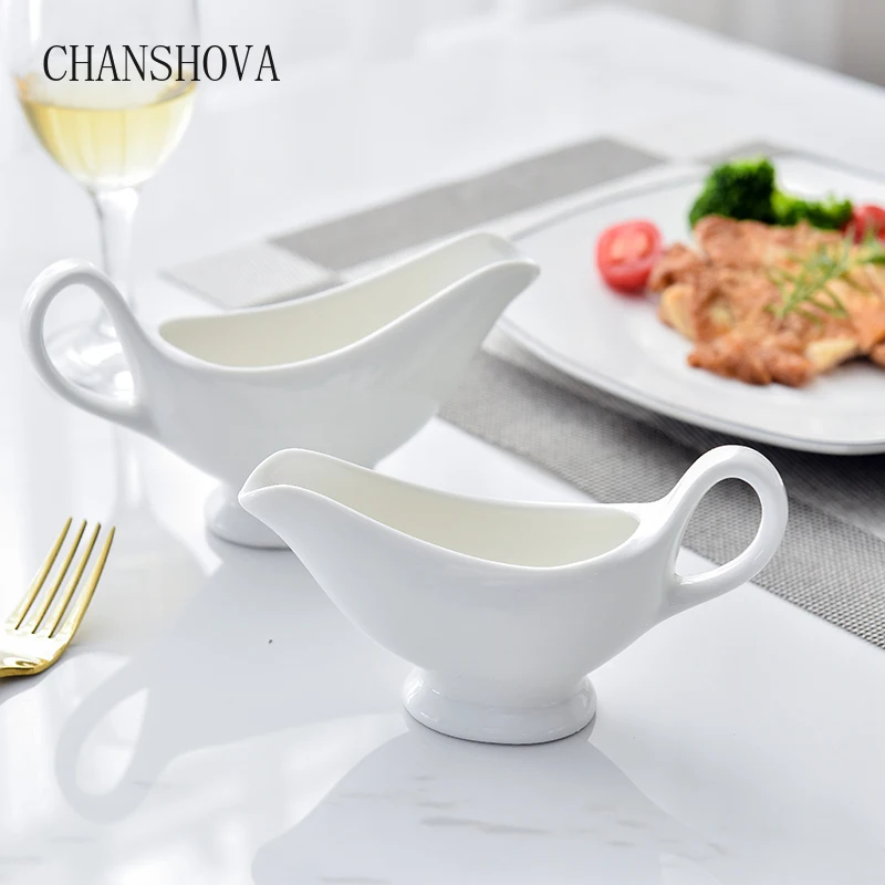 

CHANSHOVA 100 To 300ml Solid Color Chinese Ceramic Gravy Boat White Porcelain Sauce Dish Sauce Cup Gravy Bowl Tableware H055