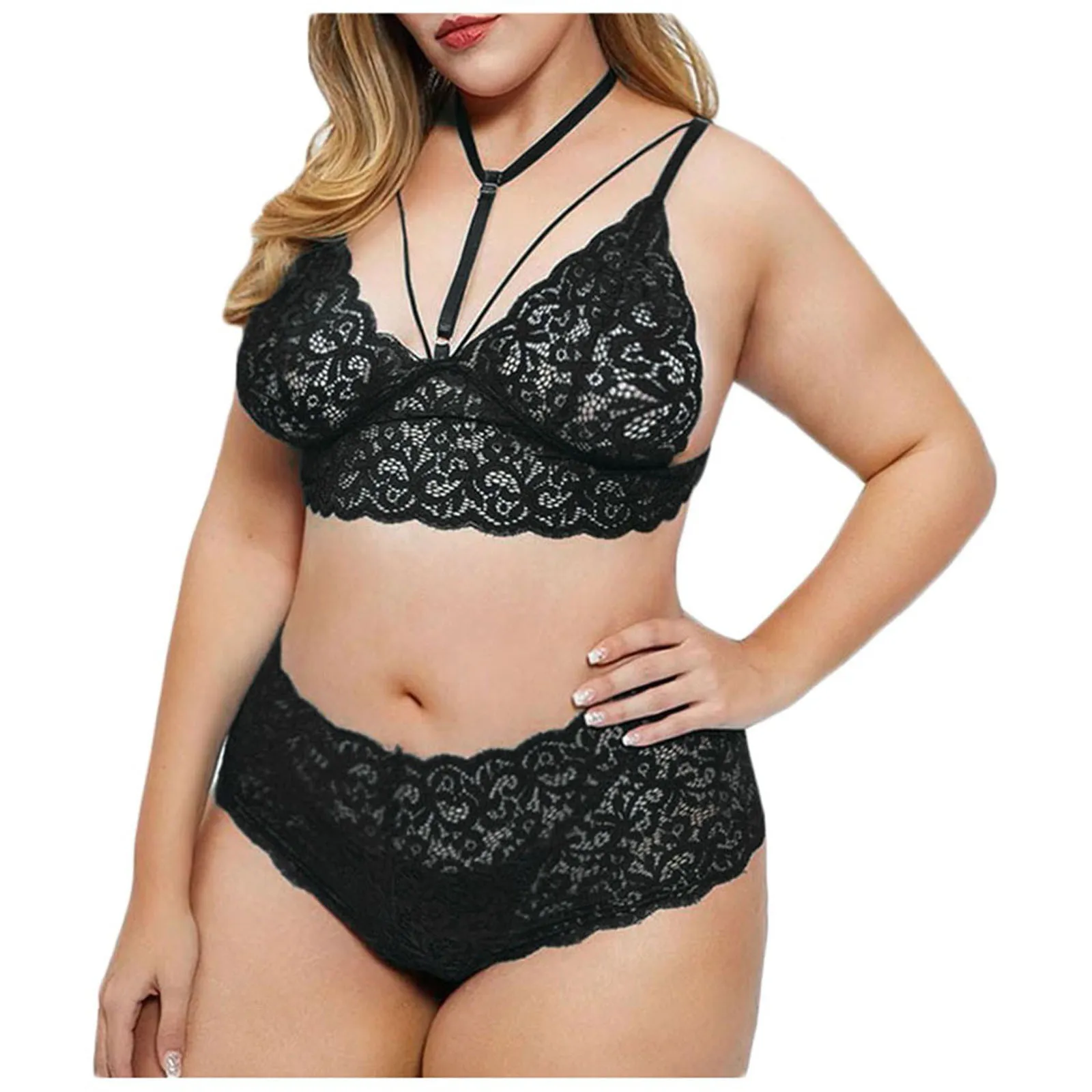 Женское кружевное нижнее белье эротическое привлекательное с бретелькой через