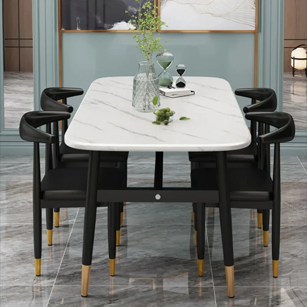 Прямоугольный декор обеденный стол на 4 персоны 6-местный мраморный Kitcjen стула