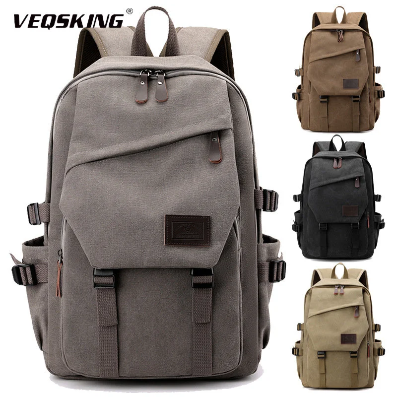 

Men's High Capacity Backpack, Waterproof Travel Bag Male Canvas Luggage Bucket, 15.6 Inch School Bags for Hiking, Camping