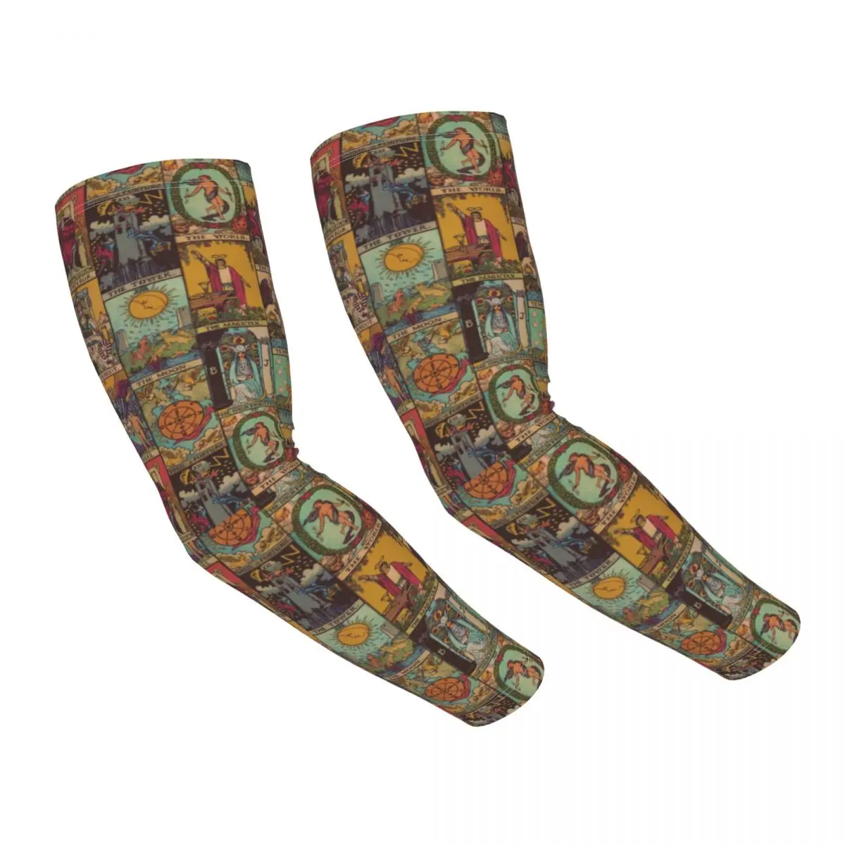 

The Major Arcana Of Tarot Vintage Patchwork UV Protection Cooling Arm Sleeves Men Women Occult Witch Spiritual Tattoo Cover Up